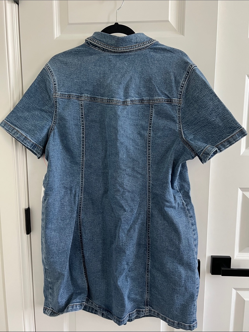 ASOS Blue Short-Sleeve Denim Shirt Dress - Picture 3 of 3